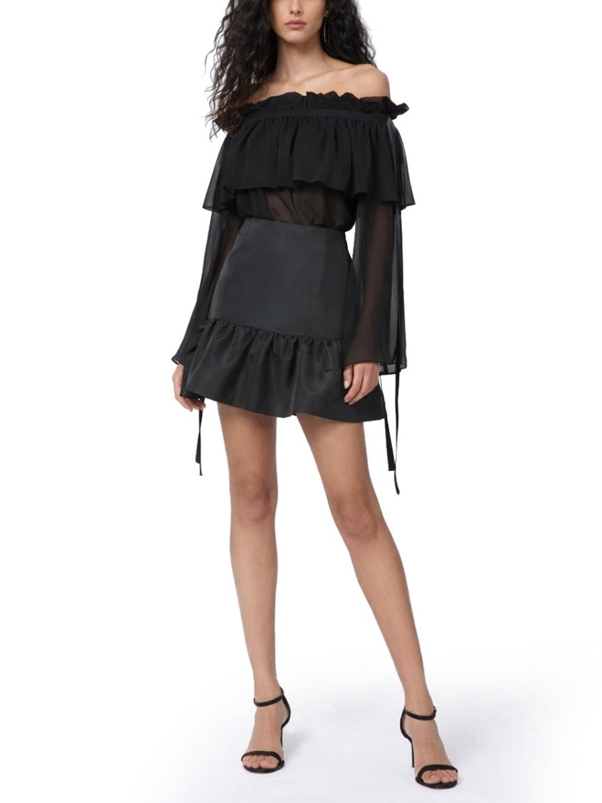 Nina Ricci Mini Peplum Ruffle Hem Mini Skirt
