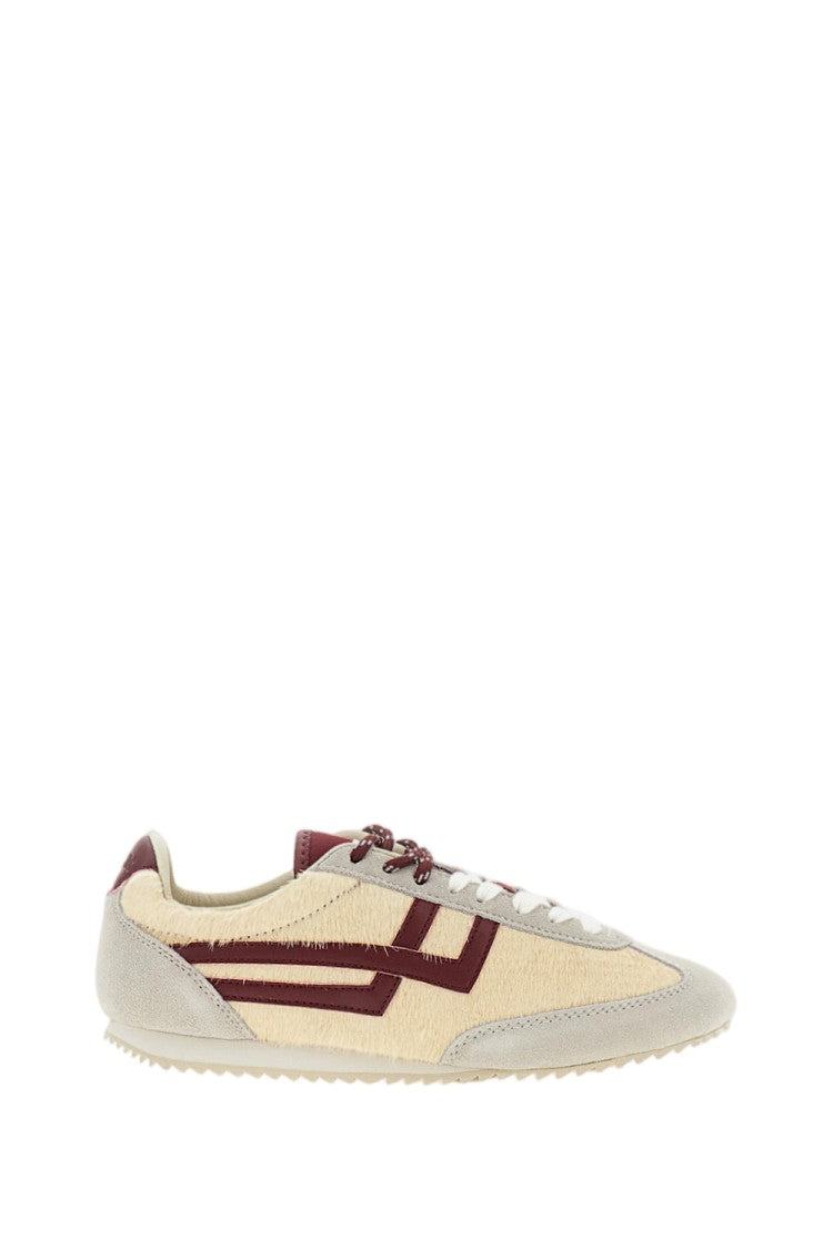 Pro Red Ivory Racer 77 Calf Hair Leather Sneakers
