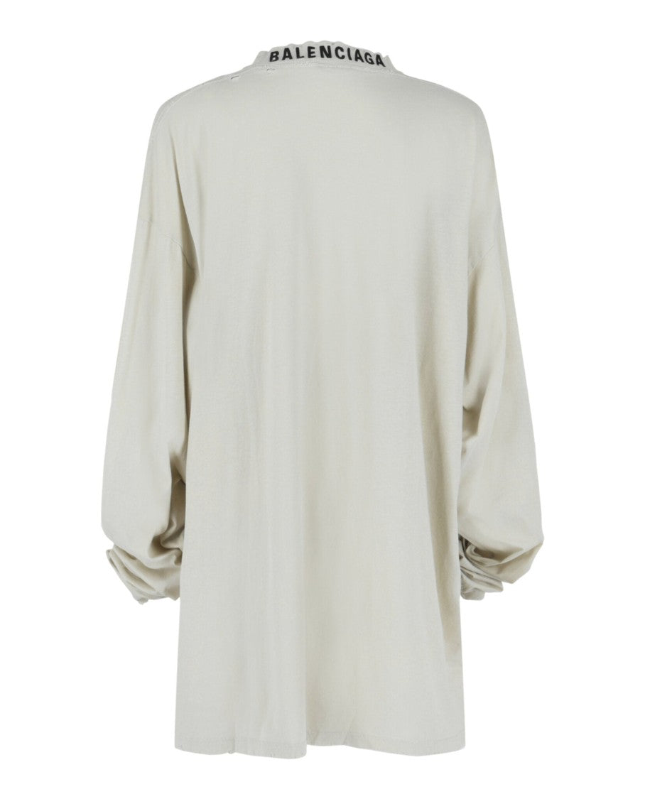 Balenciaga Long Sleeve Oversized Distressed T-Shirt
