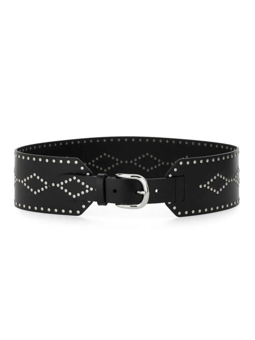 Isabel Marant Neutrals Lucie Wide Studded Leather Belt