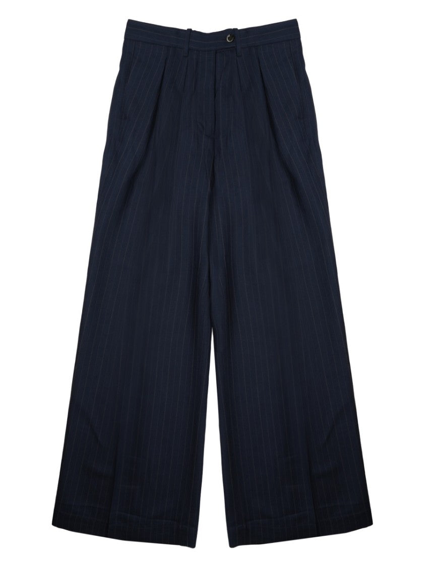 Nine In The Morning Sandra Viscose Linen Pinstripe Trousers
