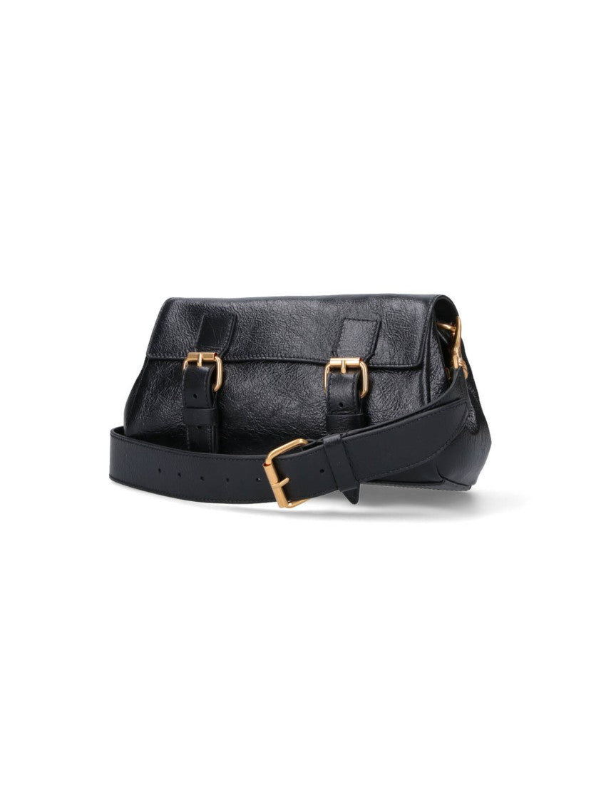 Dries Van Noten Rectangular Black Bag With Gathered Texture