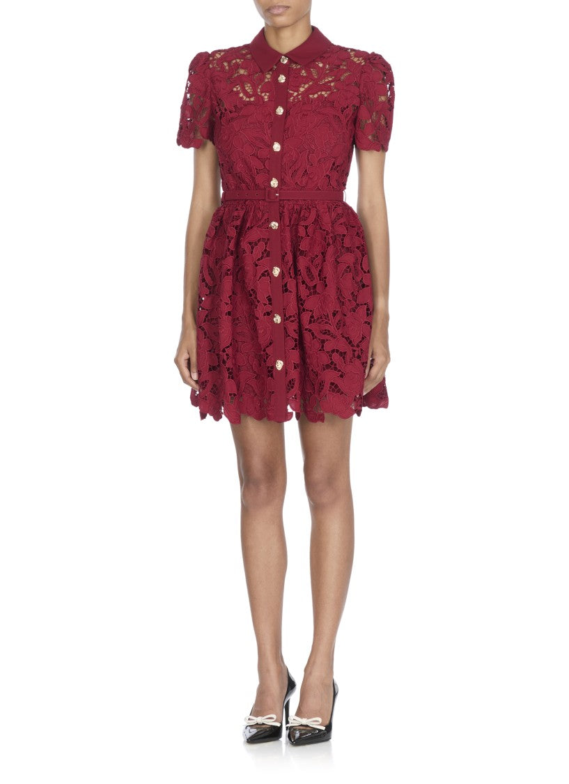 Self-Portrait Bordeaux Lace Dress