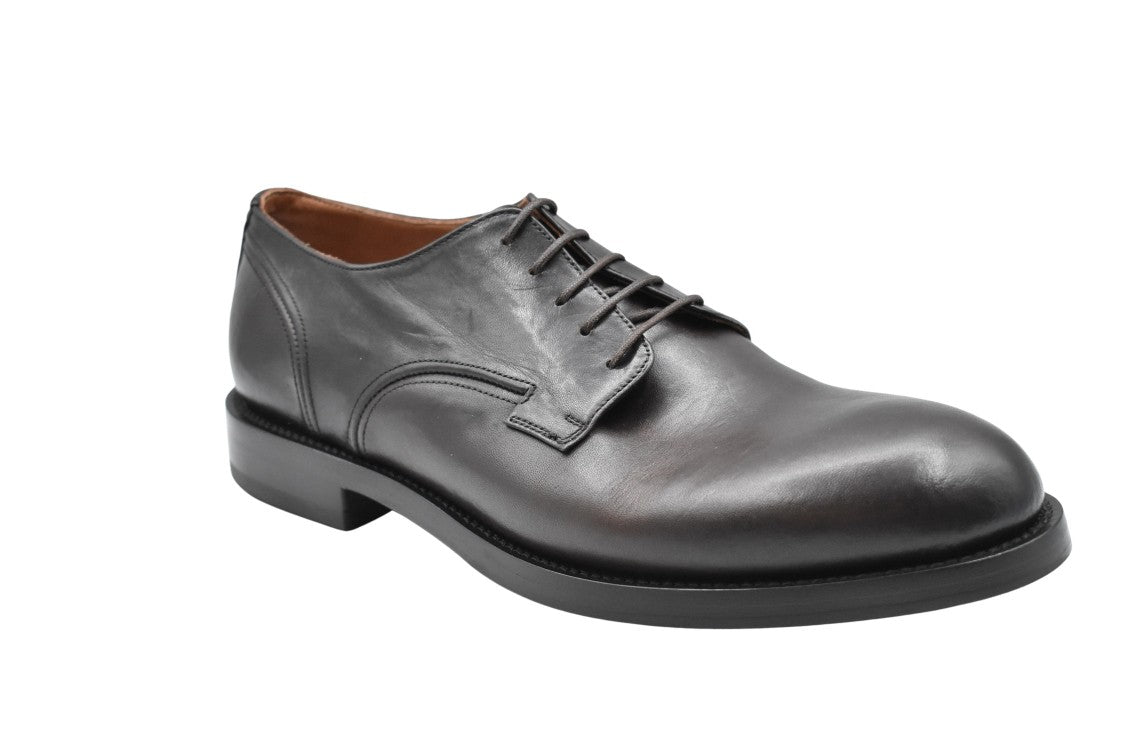 Pantanetti Brown Low-Cut Leather Shoes With Polished Finish