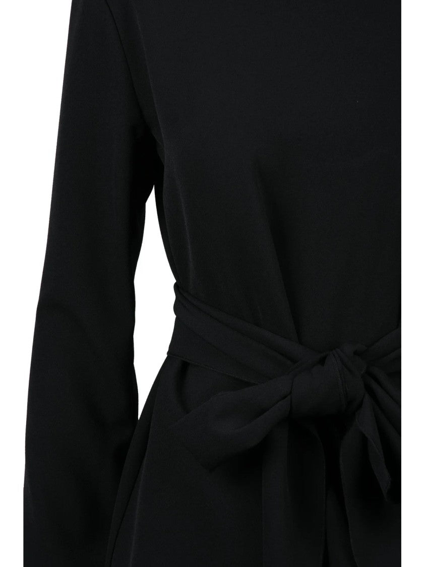 Department 5 Black Cuffed Sleeves Stretch Sheath Dress