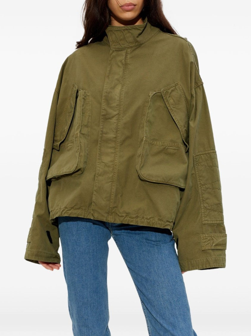 The Attico Boxy Green Jacket With High Collar