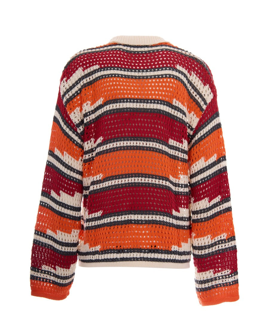 Daily Paper Crochet-Knit Polo With Kente Stripe Design