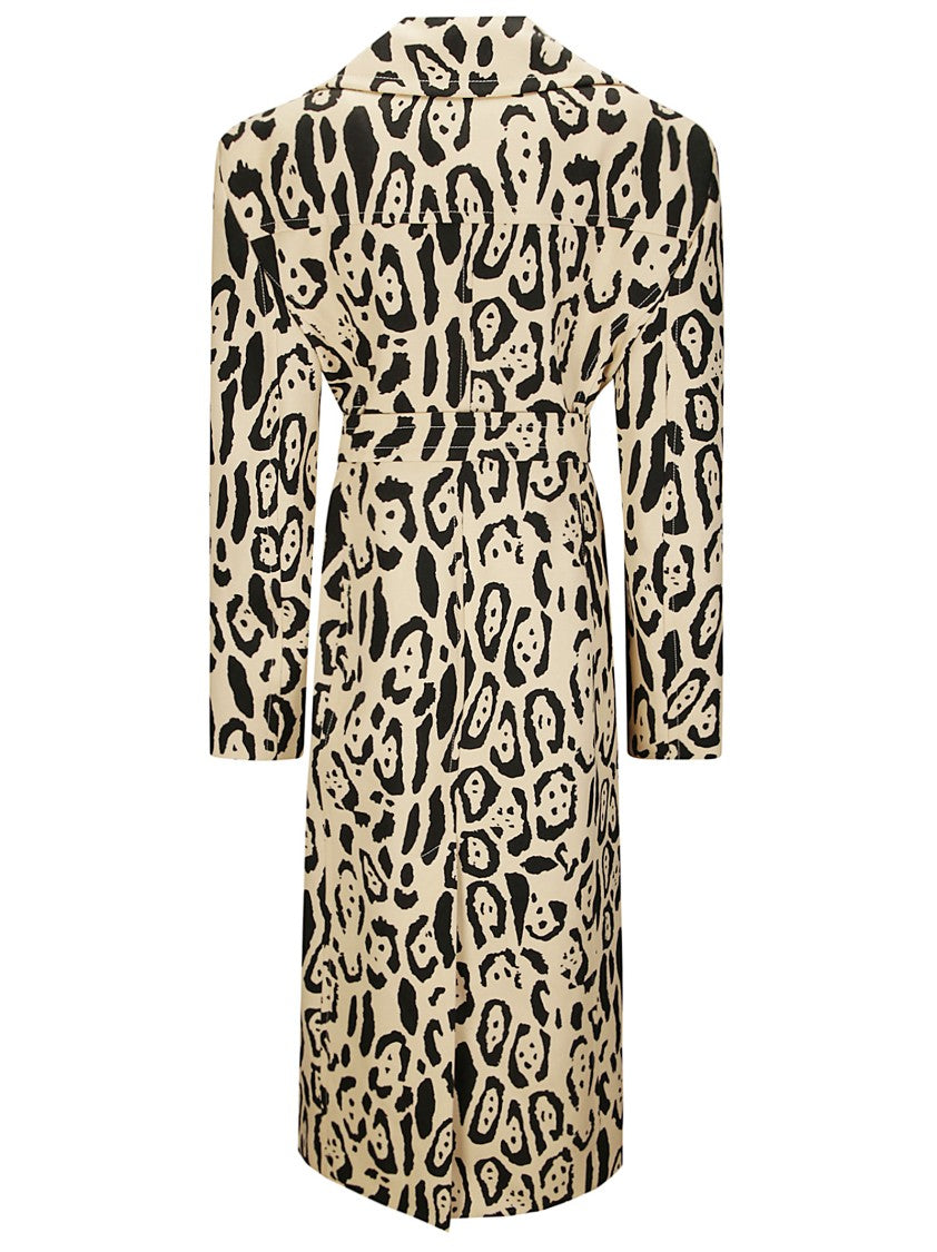 Sportmax Spotted Cotton Trench Coat With Wide Collar