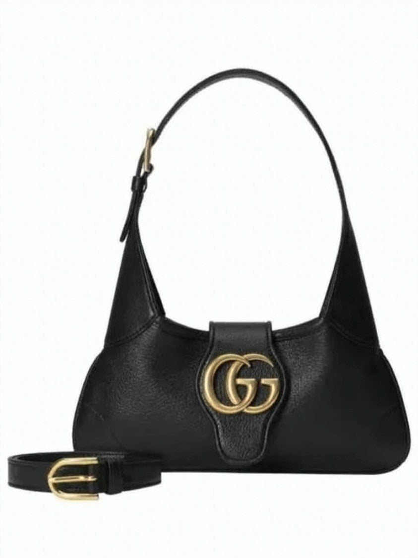 Gucci Structured Black Leather Shoulder Bag