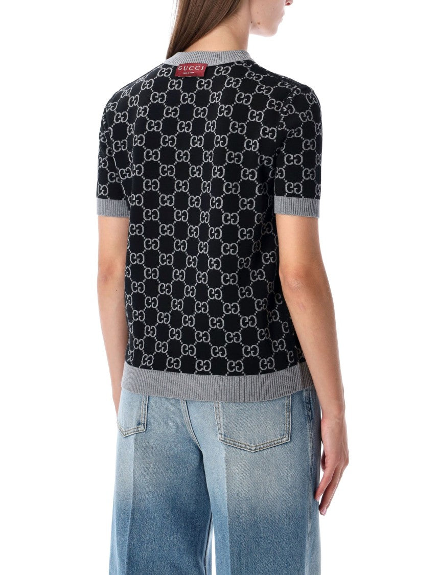Gucci Gg Monogram Short Sleeve Reversible Sweater