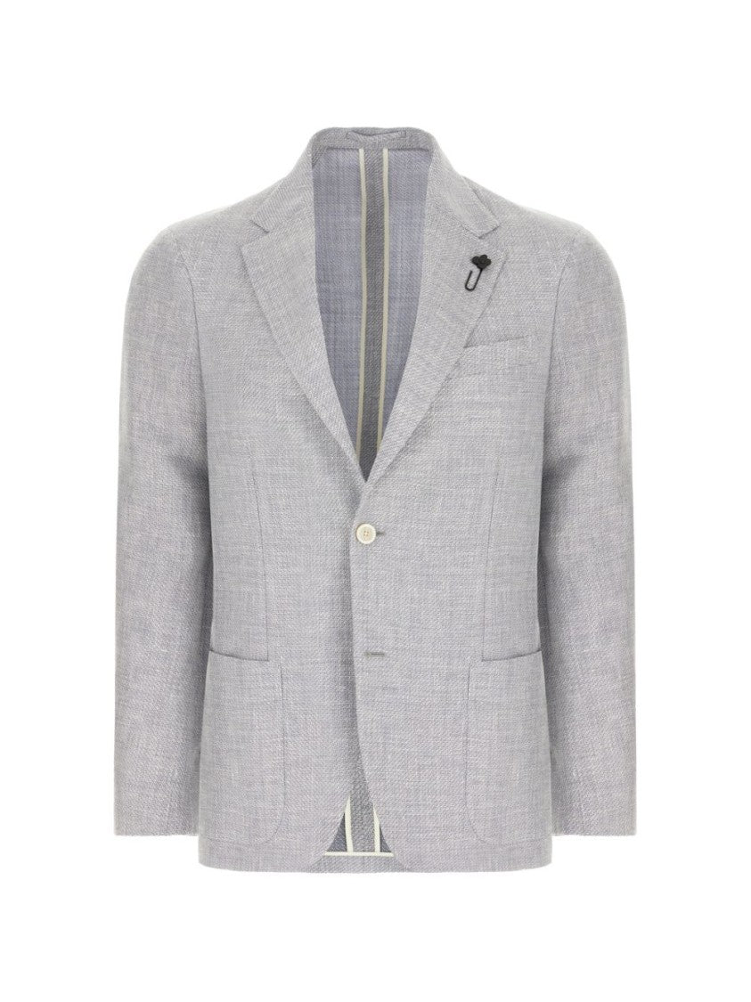 Lardini Tailored Grey Jacket With Button Fastening And Pocket Details