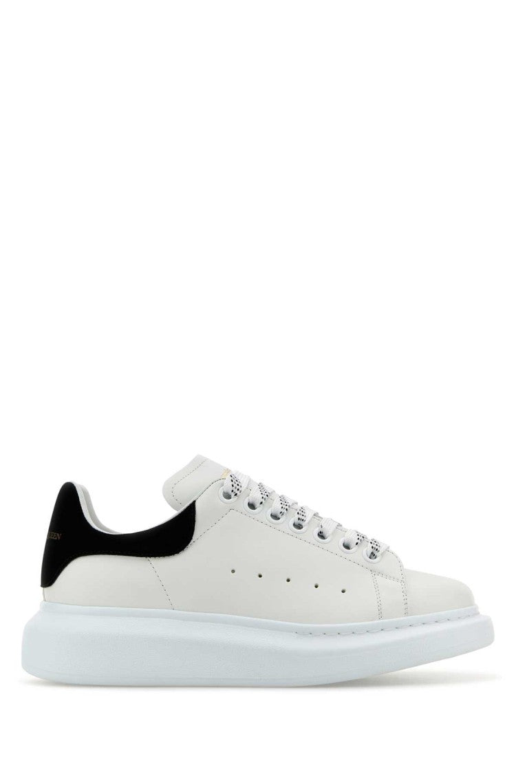 Alexander Mcqueen White Leather Sneakers With Black Suede Heel