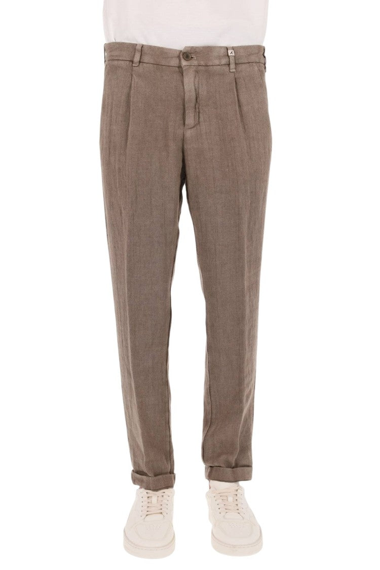 Myths Linen Pants With Elasticated Waistband And Classic Design