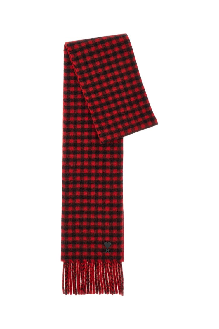 Ami Paris Checkered Wool Scarf