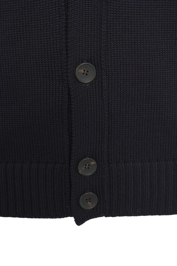 Gender High-Neck Ribbed Knit Jacket With Button Closure