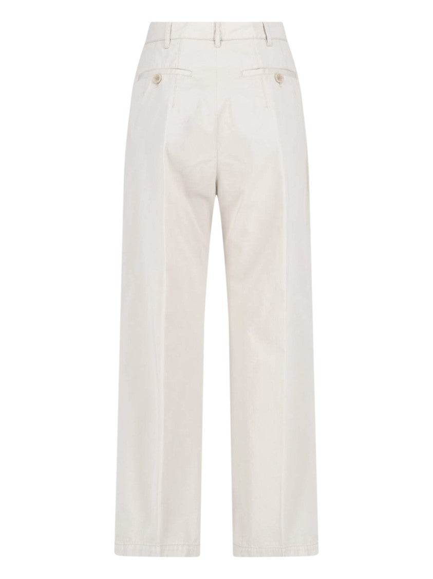 Aspesi Cream Tailored Straight-Leg Cotton Trousers