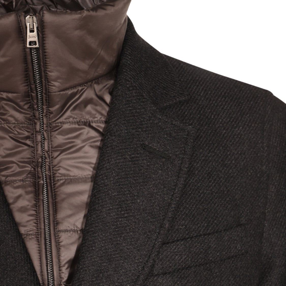 Herno Tailored Grey Coat With Two-Button Closure