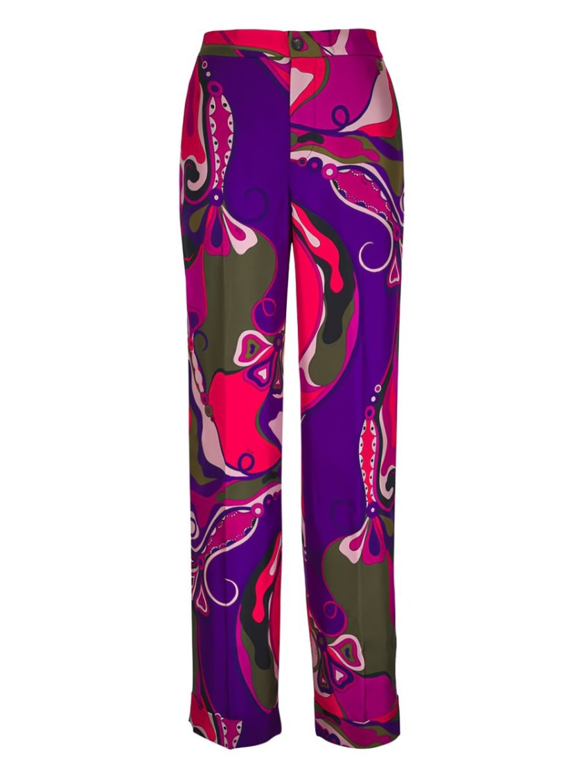 Pucci Vibrant Multicolored Abstract Trousers With Elasticated Waistband