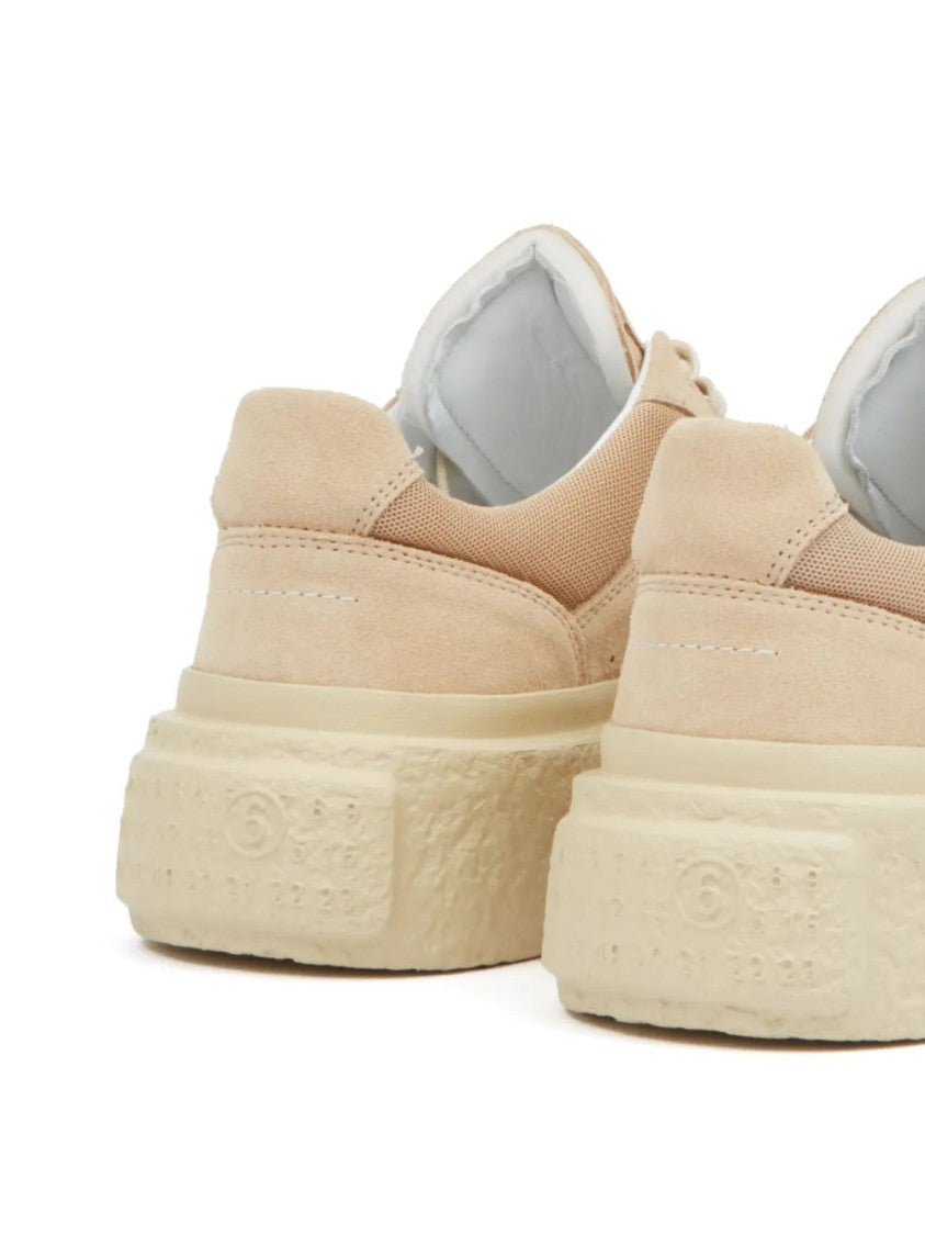 Mm6 By Maison Margiela Beige Calf Leather And Suede Sneakers
