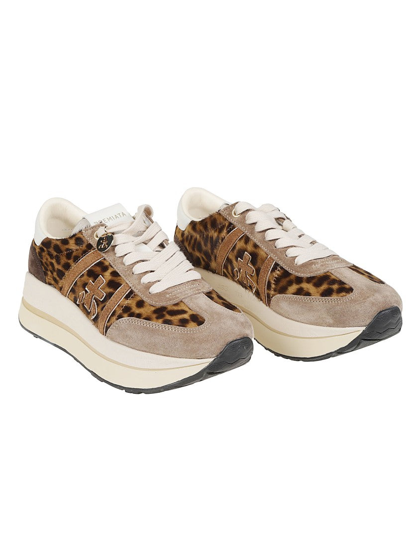 Premiata Leopard Print Bethcoin Calf Hair Sneakers