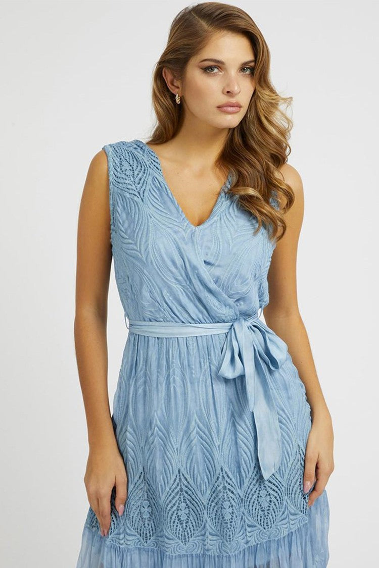 Guess Light Blue Chiffon Maxi Dress