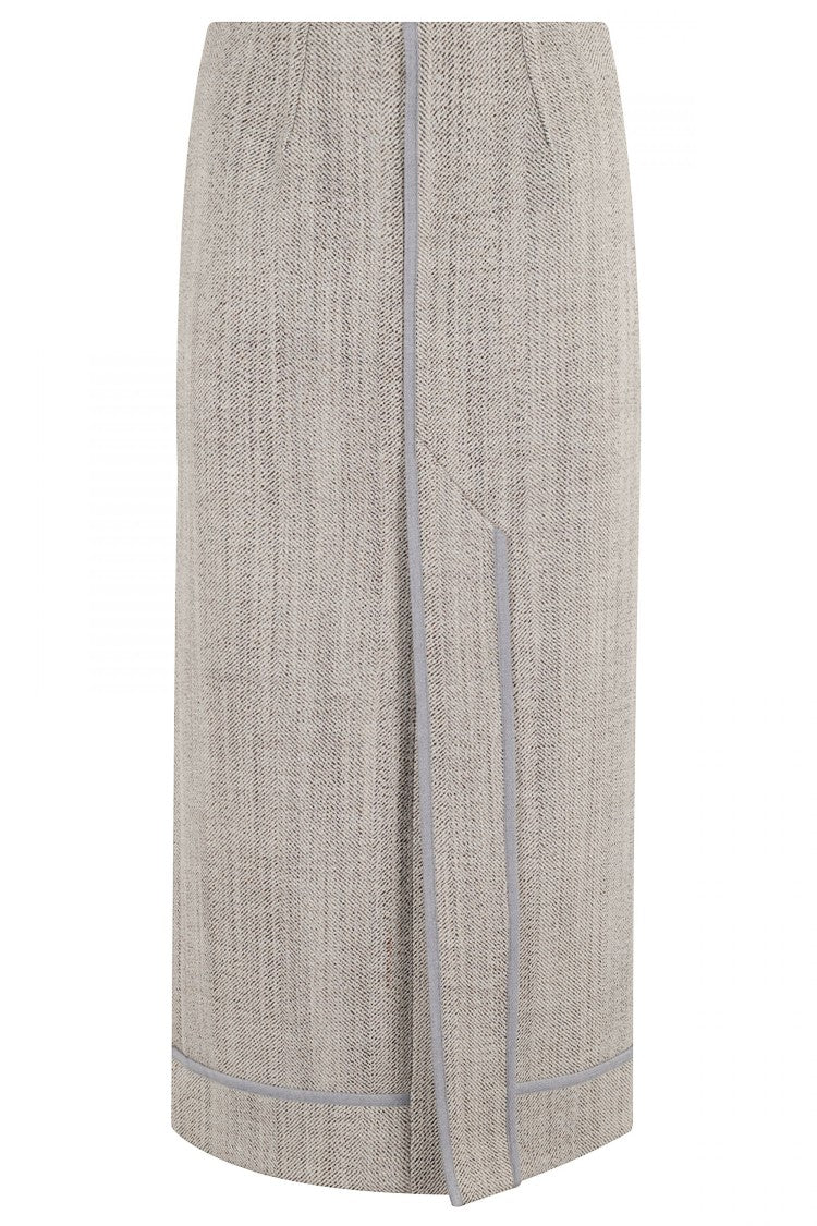 Tela High-Waisted Midi Skirt With Contrasting Piping