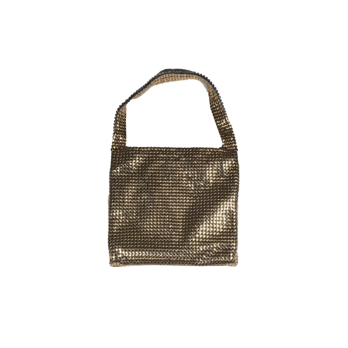 Rabanne Square Metallic Gold Shoulder Bag With Fixed Handle