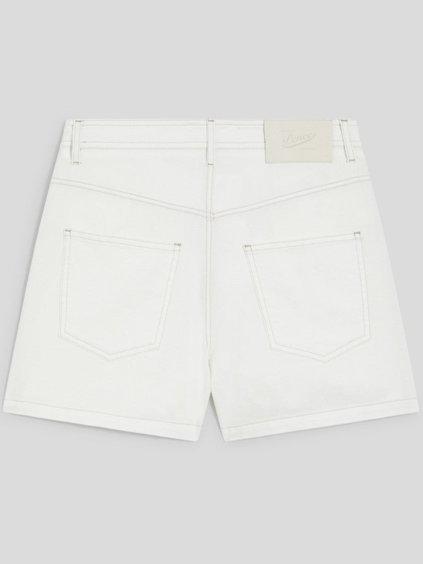Pence White Luna Five Pocket Denim Shorts
