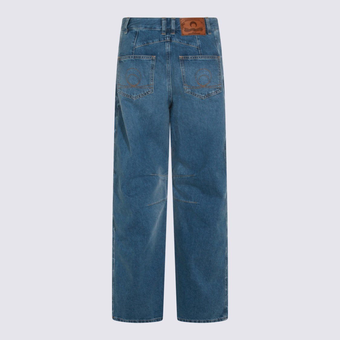 Marine Serre Straight-Leg Jeans With Crescent Moon Patterns And Contrast Stitching