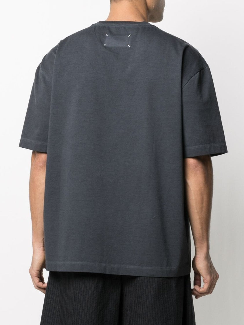 Maison Margiela Charcoal Grey Cotton T-Shirt With Signature Detail