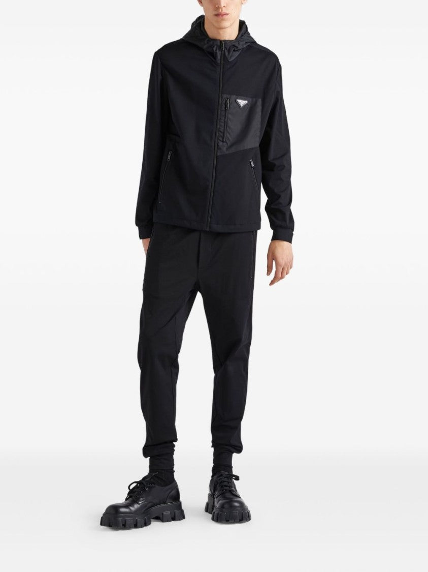 Prada Black Hooded Ribbed Cuffs Jacket