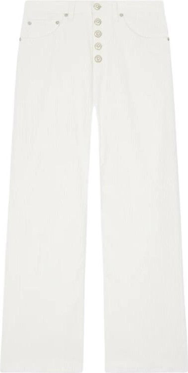 Dondup Wide-Leg White Corduroy Pants With Functional Pockets