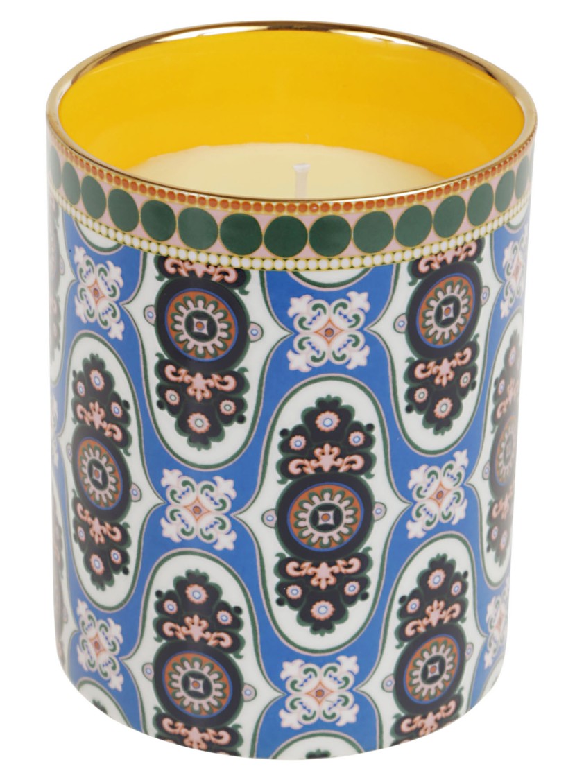 La Double J Ceramic Candle With Intricate Multicolor Design