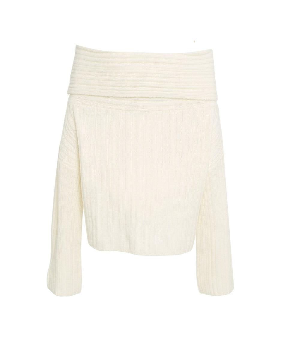 By Aylin Koenig Liana' Bardot Neck Sweater