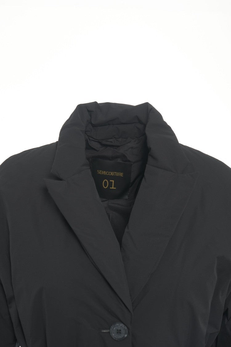 Semi Couture Belt-Ribbed Down Jacket