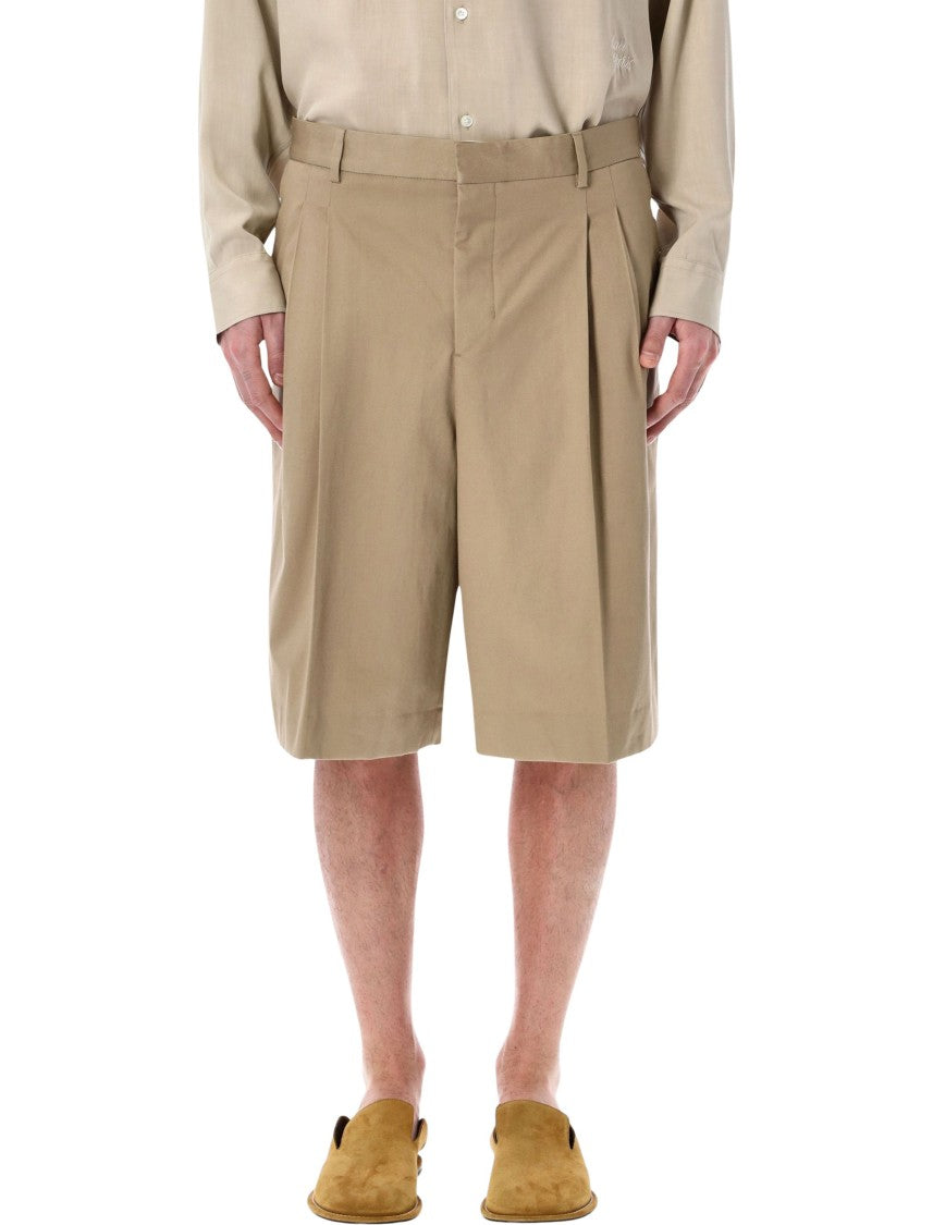 Ami Paris High Waisted Front Pleats Bermuda Shorts