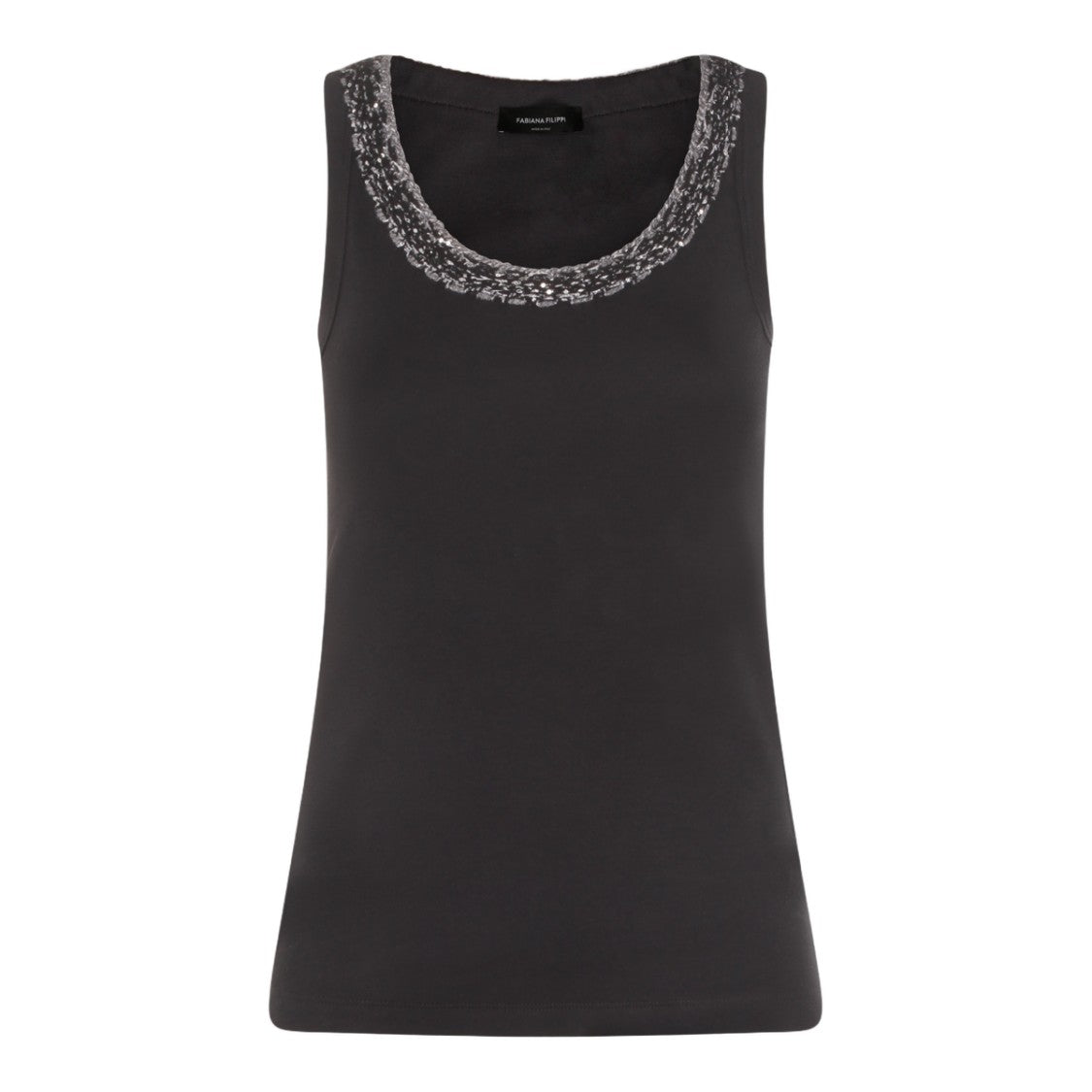 Fabiana Filippi Sleeveless Fitted Top With Textured Neckline Detail