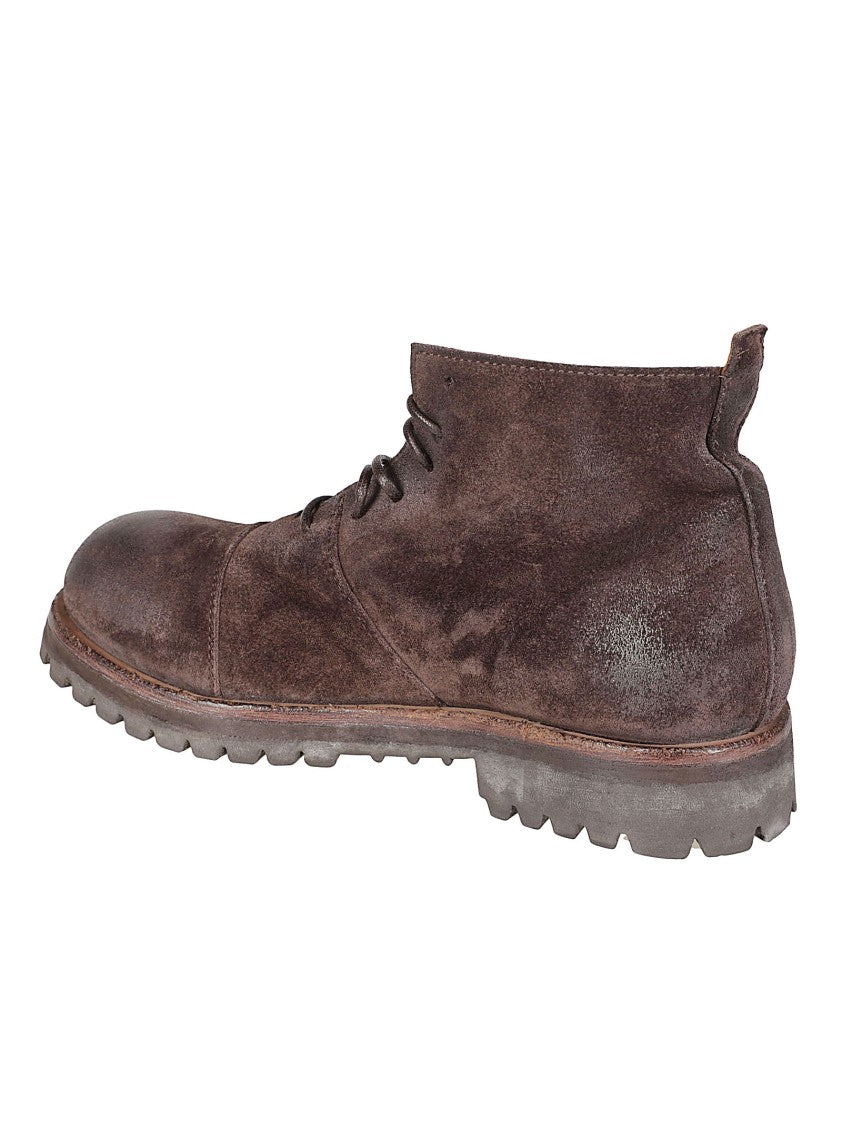Moma Rugged Low Boots With Distressed Calf Leather Upper