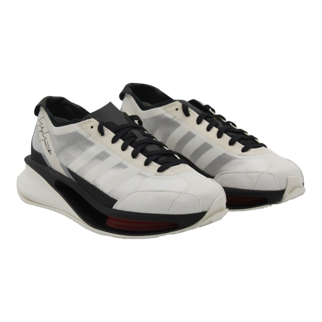Y-3 Futuristic White Mesh Sneakers With Sculptural Sole