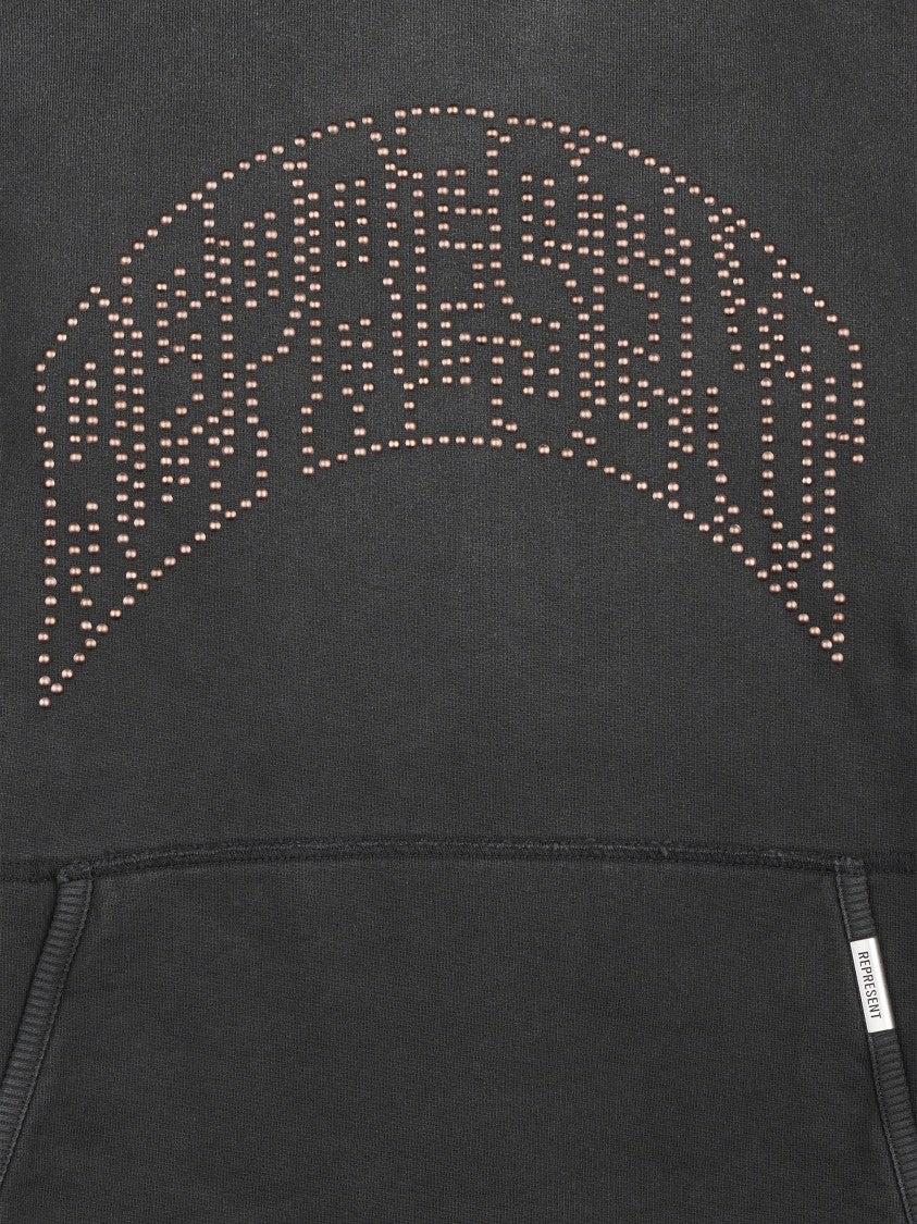 Represent Embellished Black Hoodie With Relaxed Fit