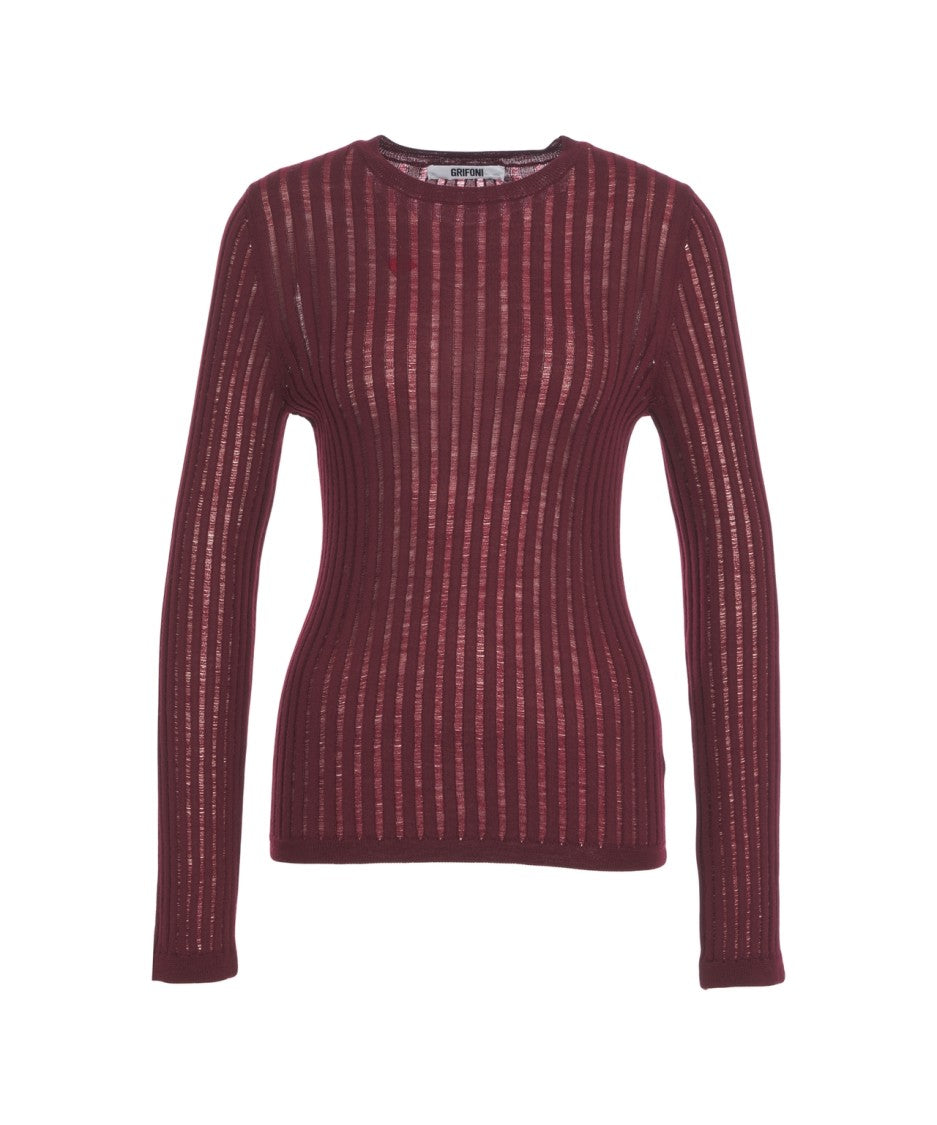 Grifoni Ribbed Slim-Fit Sweater With Classic Round Neckline