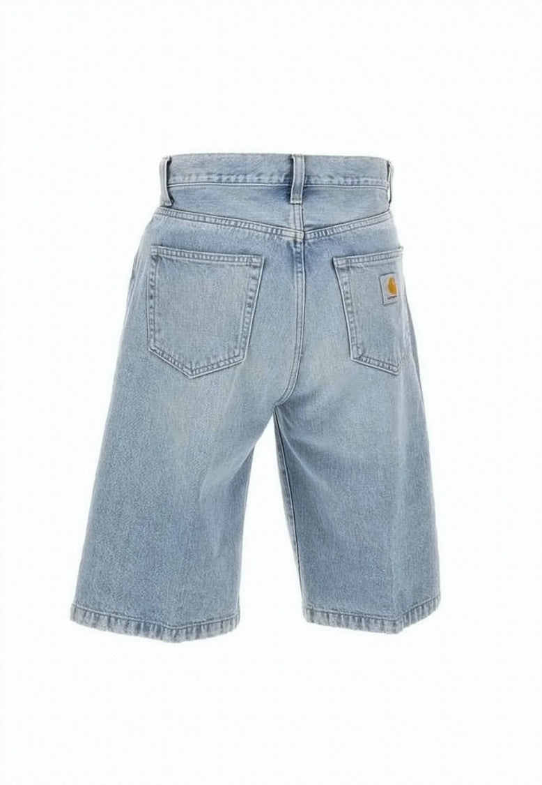 Carhartt Wip Light Blue Denim Shorts With Five-Pocket Design