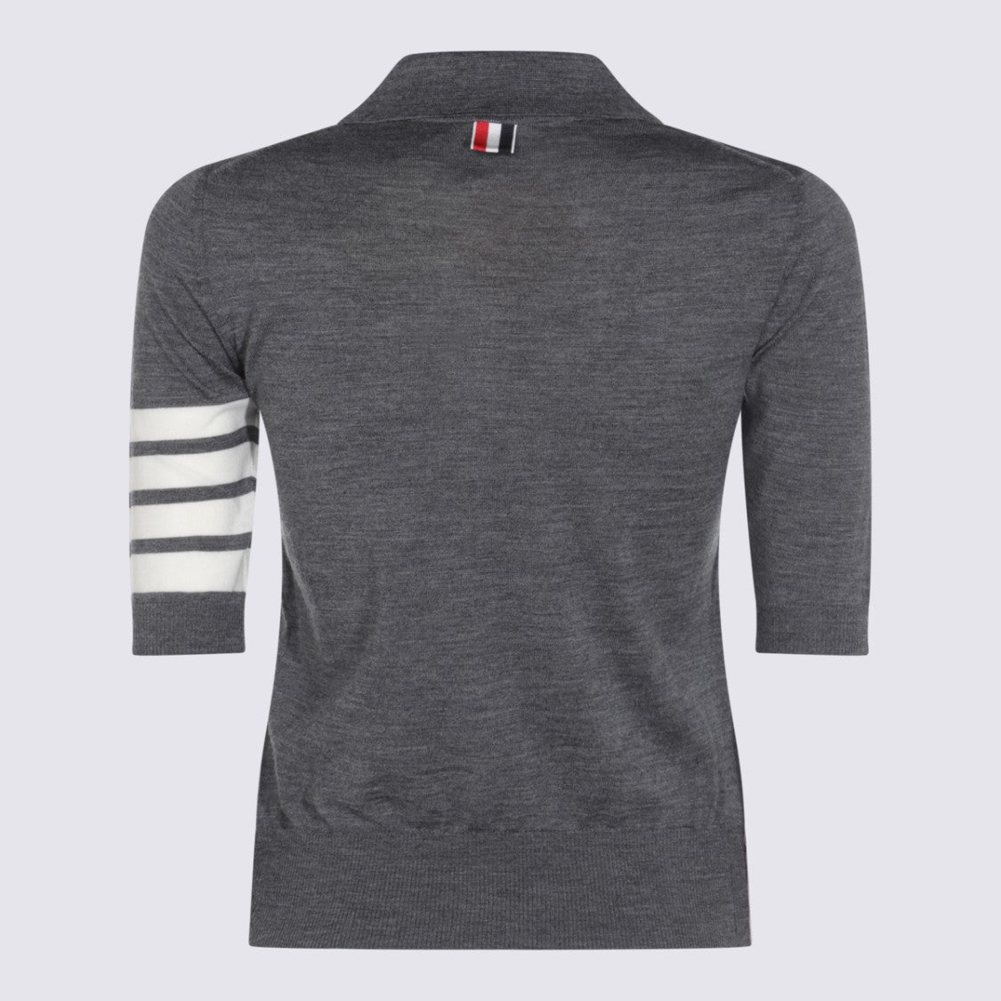 Thom Browne Classic Polo Collar Sweater With Striped Sleeve Design