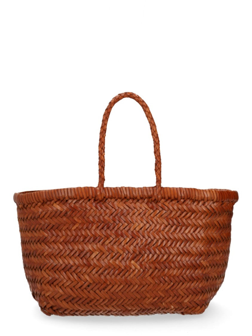 Dragon Diffusion Warm Brown Triple Jump Small Leather Tote Bag