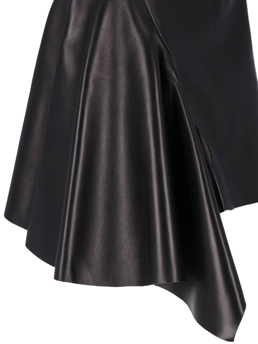Givenchy Asymmetrical Draped Mini Skirt In Smooth Lambskin Leather