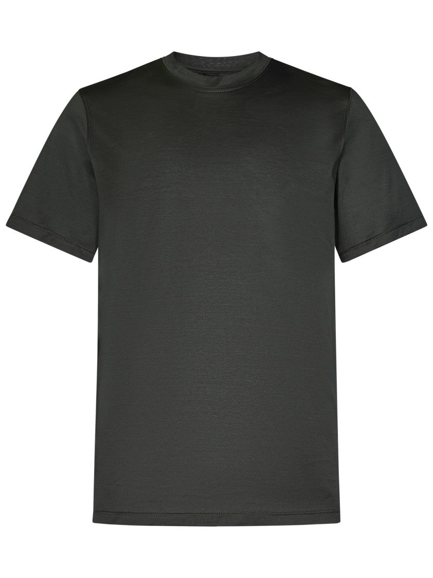 Franzese Collection Nuvola Green Soft Jersey T-Shirt With Classic Crew Neck