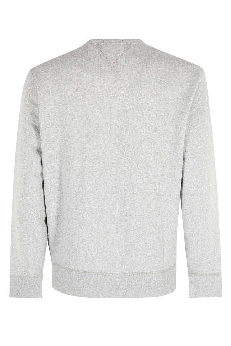 Polo Ralph Lauren Classic Grey Sweatshirt With Ribbed Cuffs And Embroidered Logo