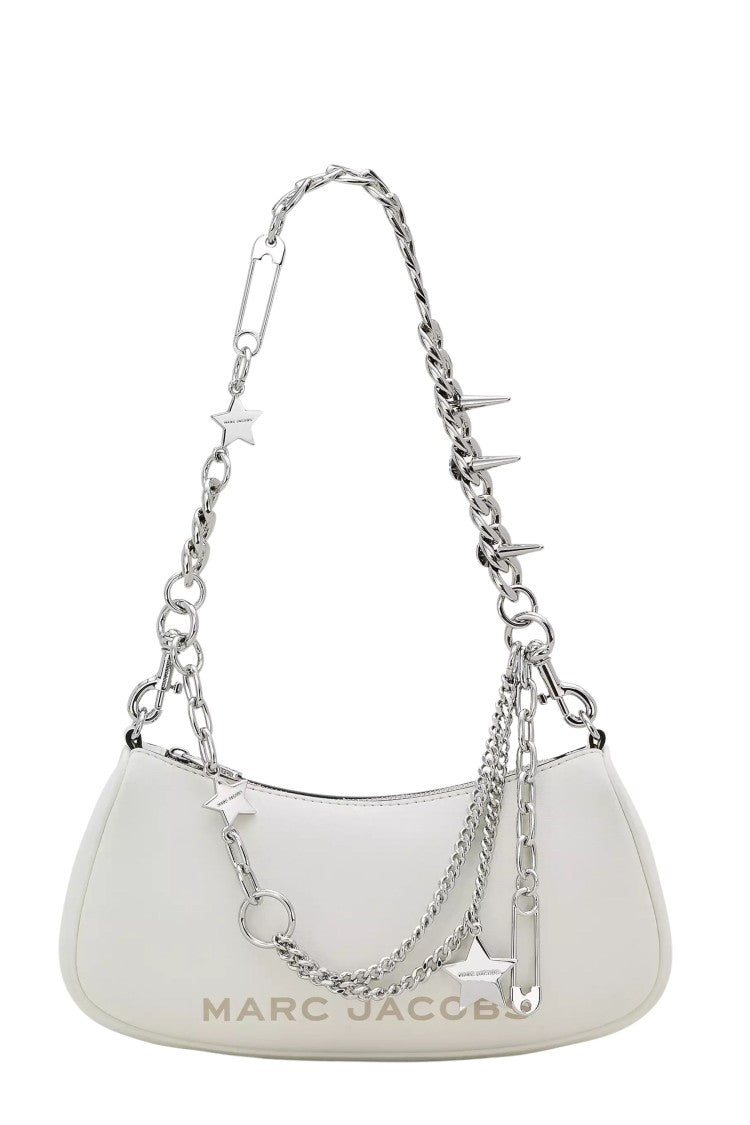 Marc Jacobs Contemporary White Shoulder Bag With Adjustable Chain And Embossed Logo