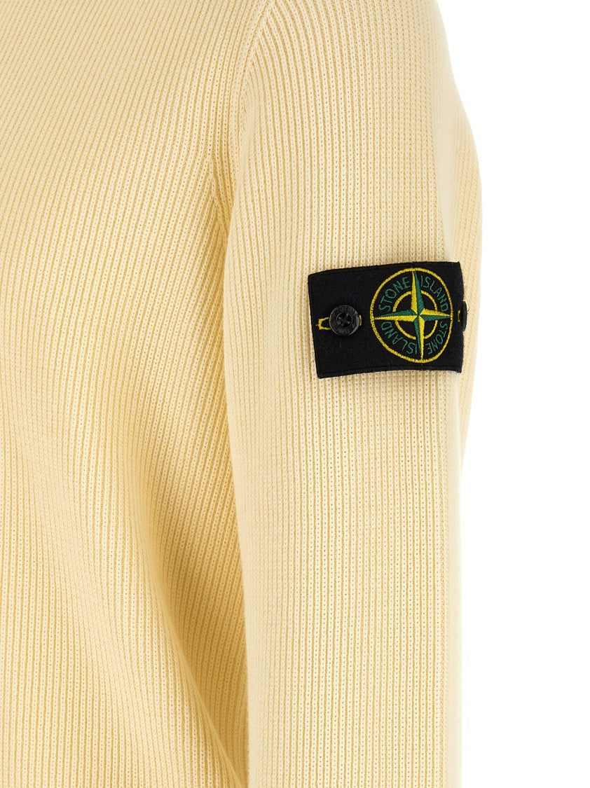 Stone Island Ribbed Cotton Sweater With Half Zip