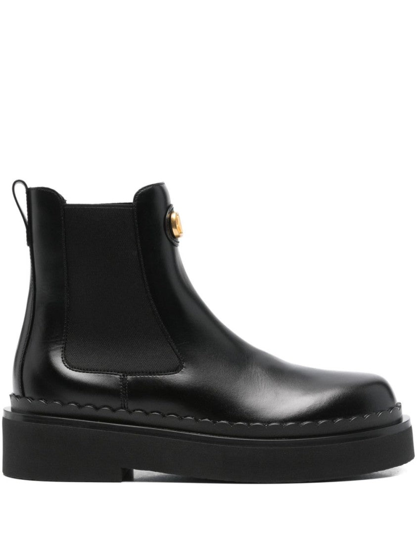Valentino Garavani Sleek Black Leather Flats